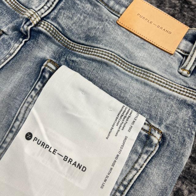 1:1 Quality PURPLE BRΑND Light Indigo Denim Destroy Jeans 23SS Jeans Men P002 Slim
