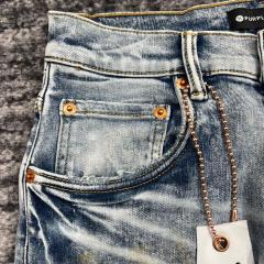 1:1 Quality PURPLE BRΑND Light Indigo Denim Destroy Jeans 23SS Jeans Men P002 Slim