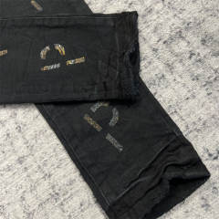 1:1 Quality PURPLE BRΑND Black P Print Denim Jeans 23SS Pants Men P002 Slim