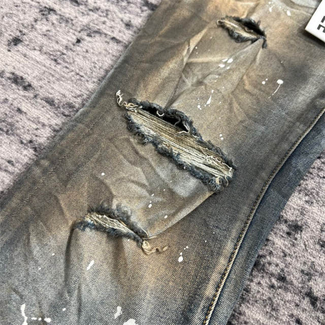 1:1 Quality PURPLE BRΑND Distressed Dirty Denim Jeans 23SS Pants Men P002 Slim