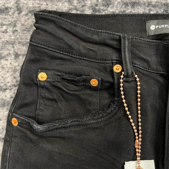 1:1 Quality PURPLE BRΑND Black P Print Denim Jeans 23SS Pants Men P002 Slim