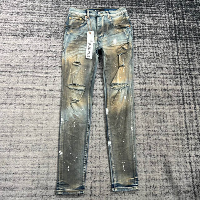 1:1 Quality PURPLE BRΑND Distressed Dirty Denim Jeans 23SS Pants Men P002 Slim