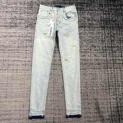 1:1 Quality PURPLE BRΑND Light Indigo Denim Jeans 23SS Pants Men P002 Slim