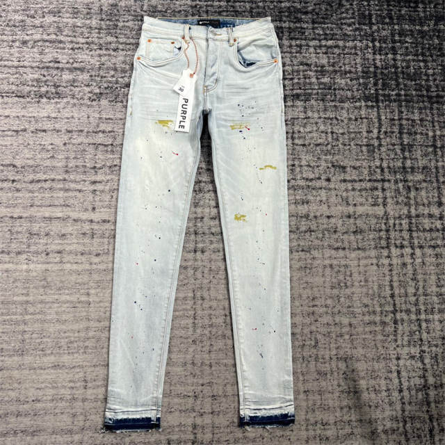 1:1 Quality PURPLE BRΑND Light Indigo Denim Jeans 23SS Pants Men P002 Slim