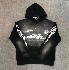 1:1 High Quality Hellstar Studio Classic Flame Vintage Hoodie Black