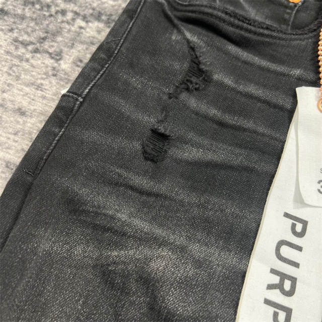 1:1 Quality PURPLE BRΑND Black Denim Jeans 23SS Pants Men P002 Slim