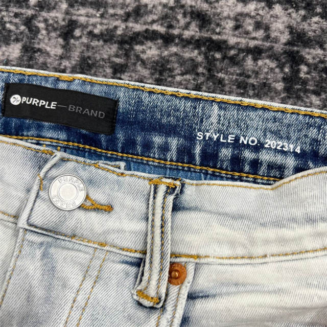 1:1 Quality PURPLE BRΑND Light Indigo Denim Jeans 23SS Pants Men P002 Slim