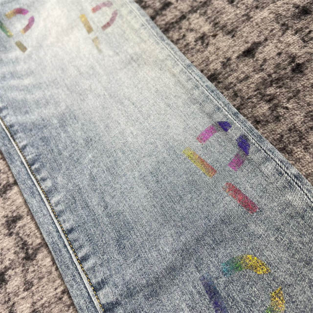 1:1 Quality PURPLE BRΑND Indigo P Print Denim Jeans 23SS Pants Men P002 Slim