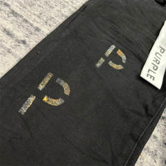 1:1 Quality PURPLE BRΑND Black P Print Denim Jeans 23SS Pants Men P002 Slim