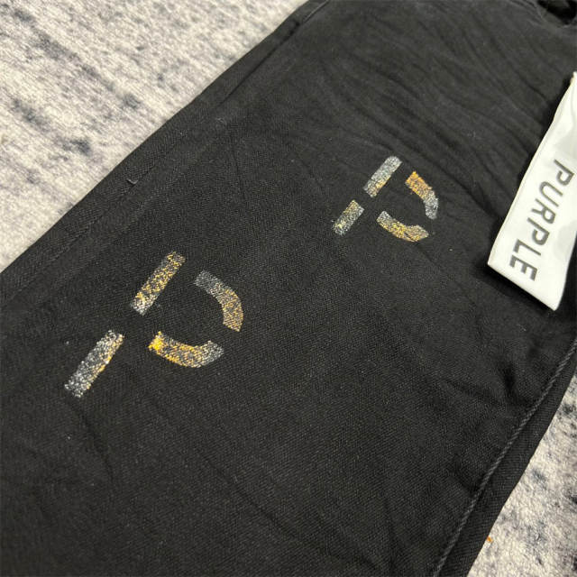 1:1 Quality PURPLE BRΑND Black P Print Denim Jeans 23SS Pants Men P002 Slim