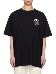 Maison Margiela MM6 6 Logo T-Shirt Black White