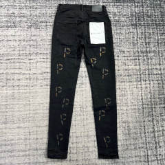 1:1 Quality PURPLE BRΑND Black P Print Denim Jeans 23SS Pants Men P002 Slim