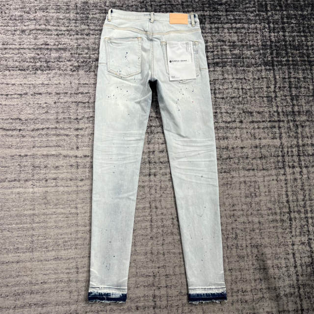1:1 Quality PURPLE BRΑND Light Indigo Denim Jeans 23SS Pants Men P002 Slim