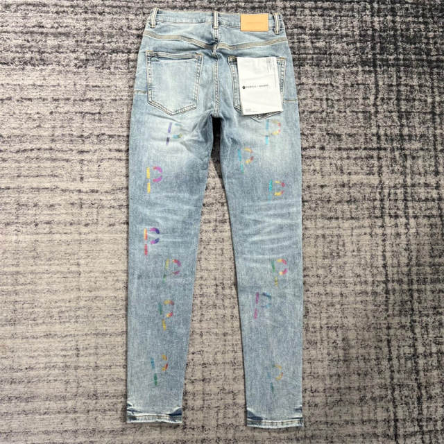 1:1 Quality PURPLE BRΑND Indigo P Print Denim Jeans 23SS Pants Men P002 Slim