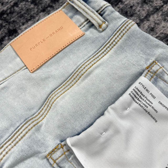 1:1 Quality PURPLE BRΑND Light Indigo Denim Jeans 23SS Pants Men P002 Slim