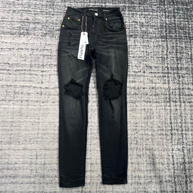 1:1 Quality PURPLE BRΑND Black Denim Jeans 23SS Pants Men P002 Slim