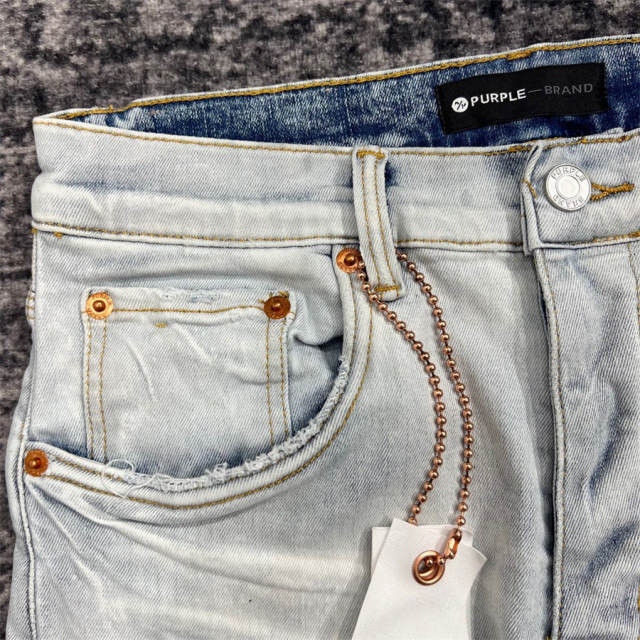 1:1 Quality PURPLE BRΑND Light Indigo Denim Jeans 23SS Pants Men P002 Slim