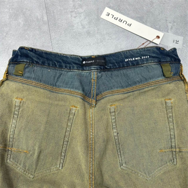 1:1 Quality PURPLE BRΑND Mid Indigo Destroy Denim Jeans 23SS Paint Pants Men P002 Slim