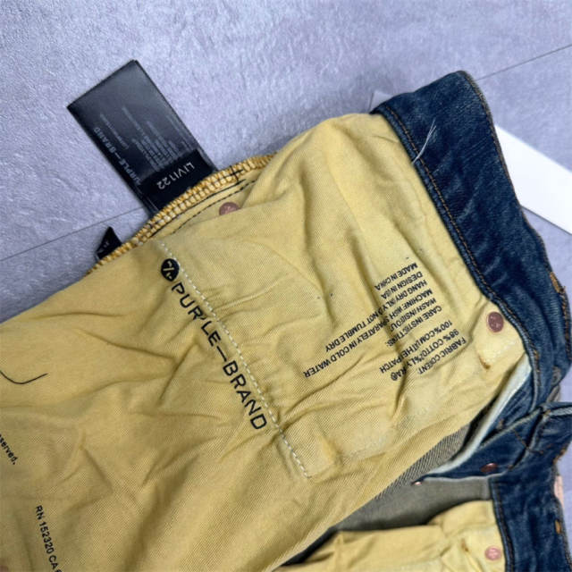 1:1 Quality PURPLE BRΑND Mid Indigo Destroy Denim Jeans 23SS Paint Pants Men P002 Slim