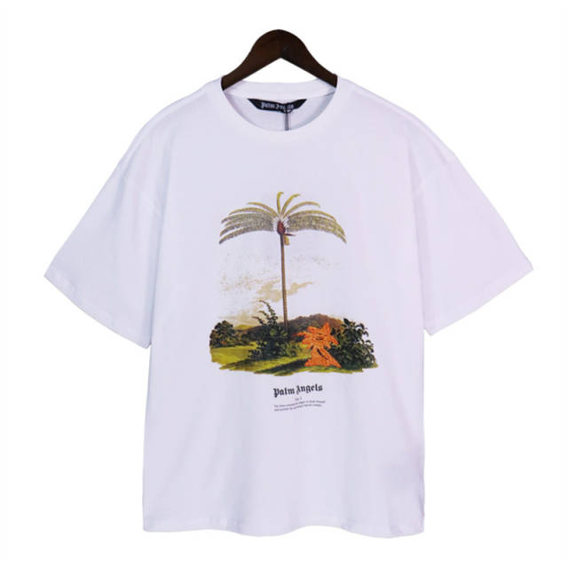 Palm Angels 23ss Beach Palm Tree T-Shirt White Black