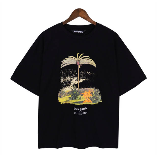 Palm Angels 23ss Beach Palm Tree T-Shirt White Black
