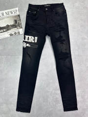 1:1 Quality Amiri 23SS Embroidery Destroy Jeans Pants Black