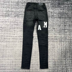 1:1 Quality Jeans Black Pants 23SS White Logo