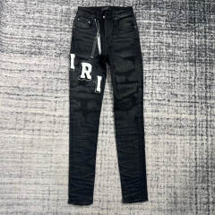 1:1 Quality Jeans Black Pants 23SS White Logo
