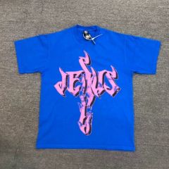 Hellstar Studios Pink Flame Blue T-Shirt Shirt Tee