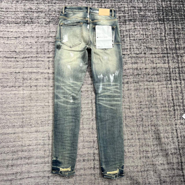 1:1 Quality PURPLE BRΑND Light Indigo Denim Destroy Jeans 23SS Jeans Men P002 Slim