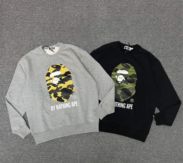 [Best Quality] 1:1 Bape Green Camo Ape Head Sweatshirt Black