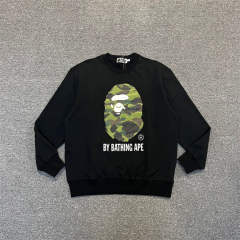 [Best Quality] 1:1 Bape Green Camo Ape Head Sweatshirt Black