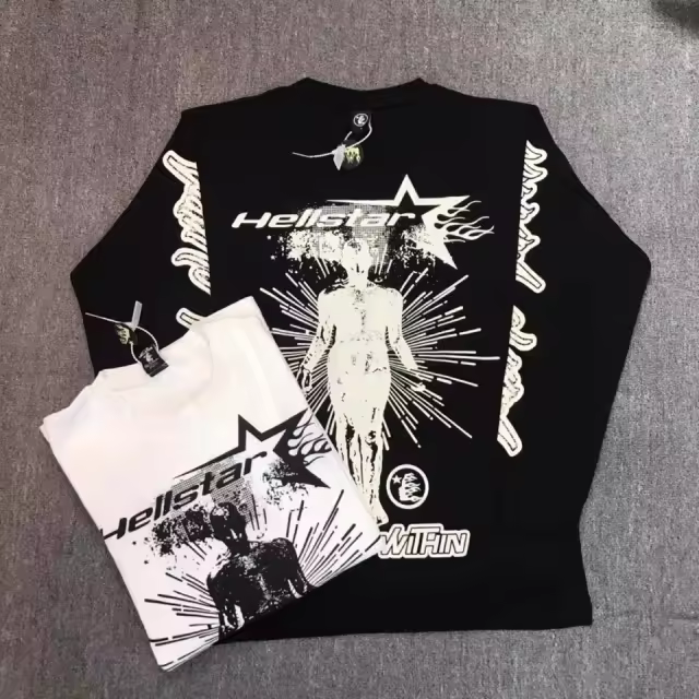 Hellstar Studios victory thermal waffle t-shirt black white