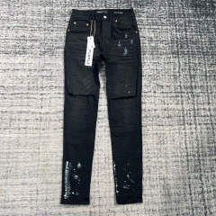 1:1 Quality PURPLE BRΑND Black Paint Denim Jeans 23SS Pants Men P002 Slim