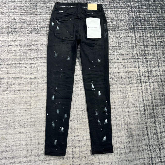 1:1 Quality PURPLE BRΑND Black Paint Denim Jeans 23SS Pants Men P002 Slim
