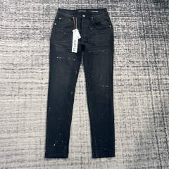 1:1 Quality PURPLE BRΑND Black Paint Denim Jeans 23SS Pants Men P002 Slim
