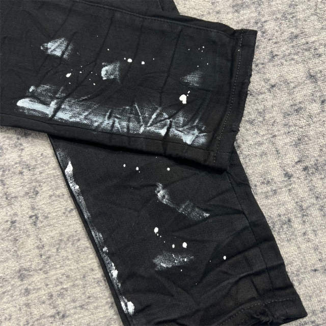 1:1 Quality PURPLE BRΑND Black Paint Denim Jeans 23SS Pants Men P002 Slim