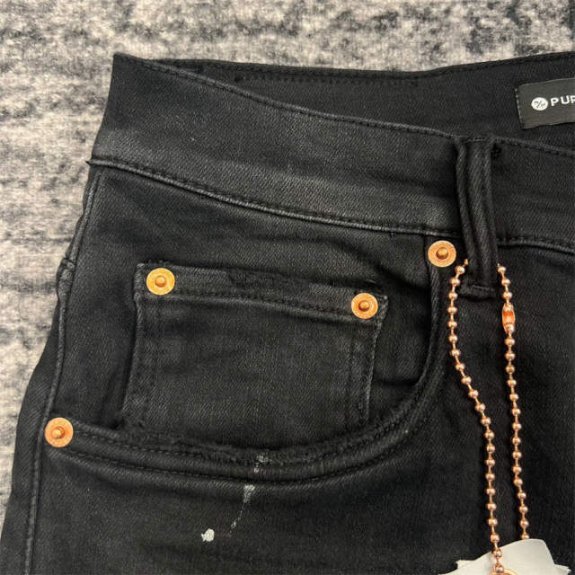 1:1 Quality PURPLE BRΑND Black Paint Denim Jeans 23SS Pants Men P002 Slim