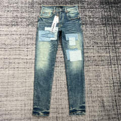 1:1 Quality PURPLE BRΑND Light Denim Patch Jeans 23SS Pants Men P002 Slim Clean Fits