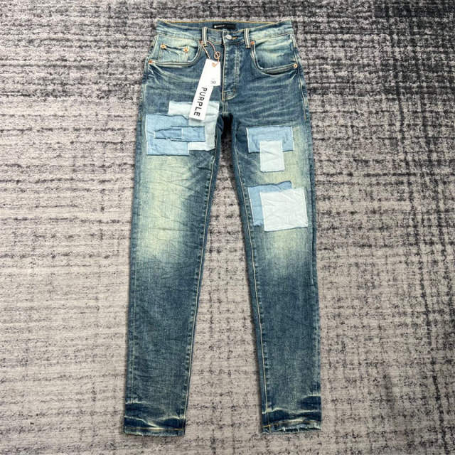 1:1 Quality PURPLE BRΑND Light Denim Patch Jeans 23SS Pants Men P002 Slim Clean Fits