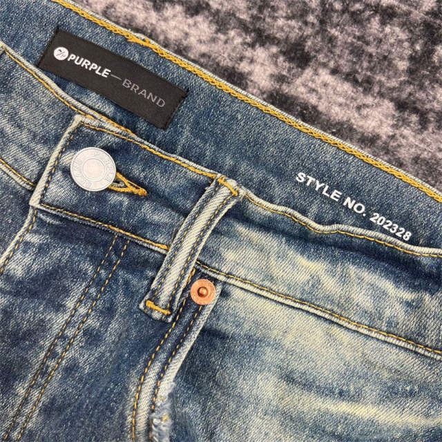 1:1 Quality PURPLE BRΑND Light Denim Patch Jeans 23SS Pants Men P002 Slim Clean Fits