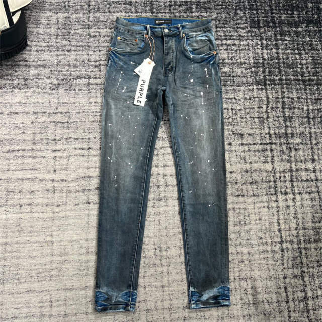 1:1 Quality PURPLE BRΑND Mid Indigo Denim Jeans 23SS Pants Men P002 Slim Clean Fits