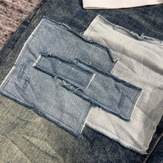 1:1 Quality PURPLE BRΑND Light Denim Patch Jeans 23SS Pants Men P002 Slim Clean Fits