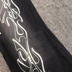 1:1 Quality Hellstar Studios flare black flame vibe pants