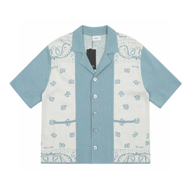 Rhude Knit Polo Shirt Blue White