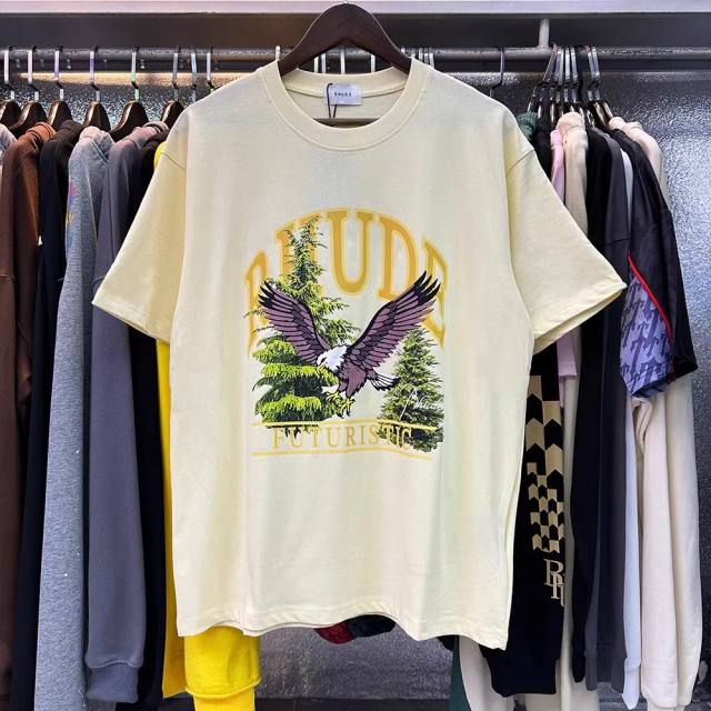Rhude Hawk Futuristic T-Shirt Beige White Black