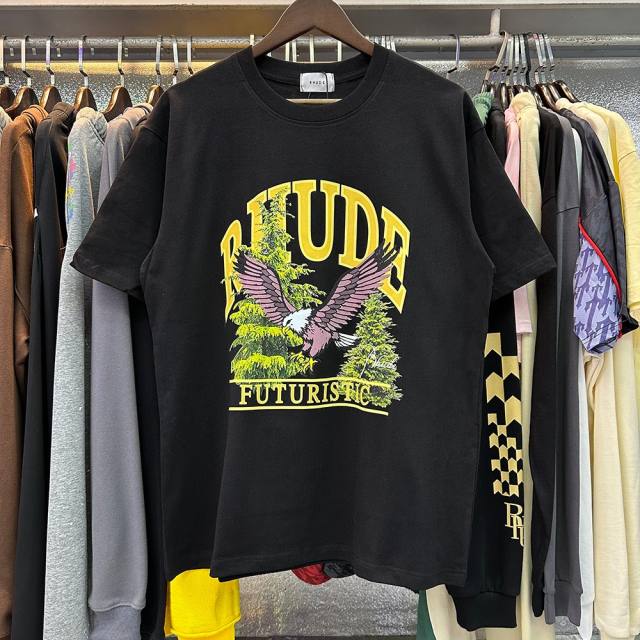Rhude Hawk Futuristic T-Shirt Beige White Black
