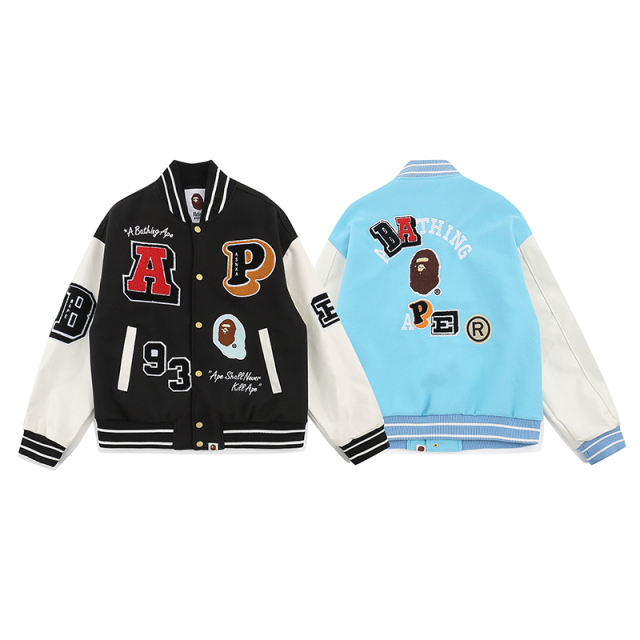 Bape White Leather Jacket 2 Colors