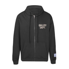 Gallery Dept Basic Clean Fits Zipped Hoodie Black Gray Dark Gray