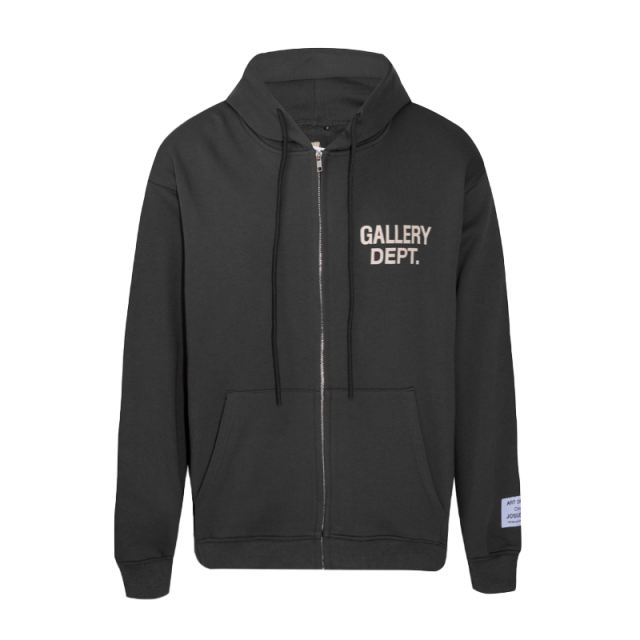 Gallery Dept Basic Clean Fits Zipped Hoodie Black Gray Dark Gray